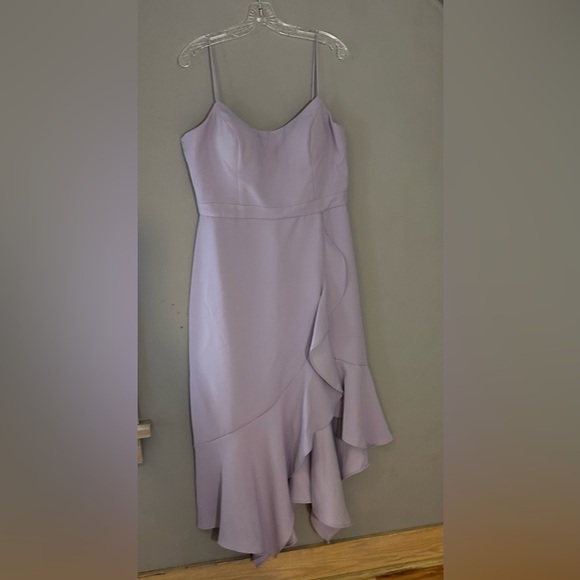 Xscape Lavender Ruffle High-Low Gown Sleeveless Spaghetti Strap Dress 14 NWT - Picture 4 of 6
